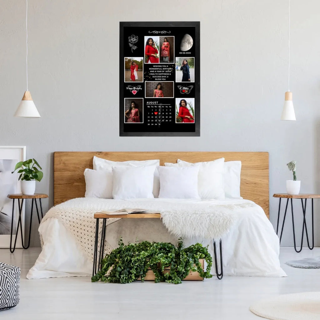 Custom Photo Frame with Calendar & Name – Perfect Gift for Birthday or Anniversary - Size A4 (8x12))