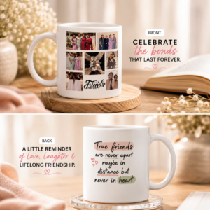 Custom Friendship Photo Collage Mug | Personalized Best Friend Mug with Photos & Friendship Quote | Moment Makers