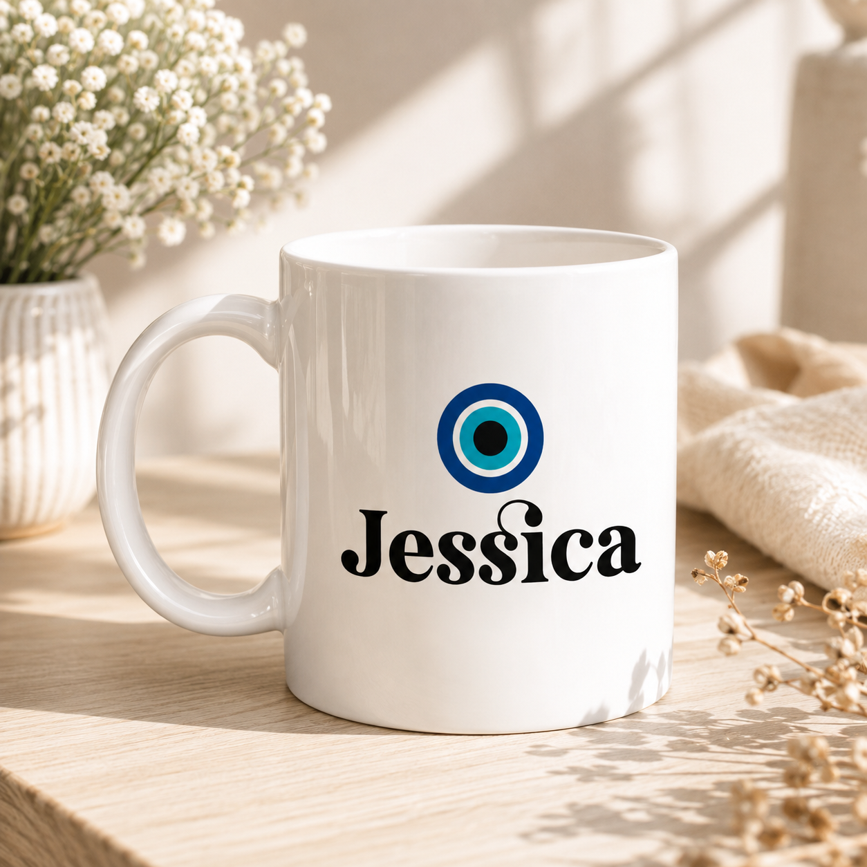 Personalized Evil Eye Mug | Custom Name Coffee Mug | Moment Makers