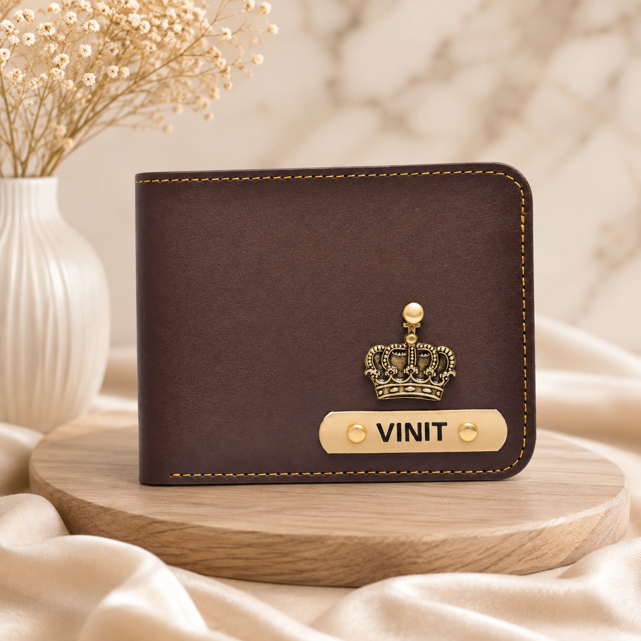 Personalized Brown Wallet for Men | Custom Name Leather Wallet