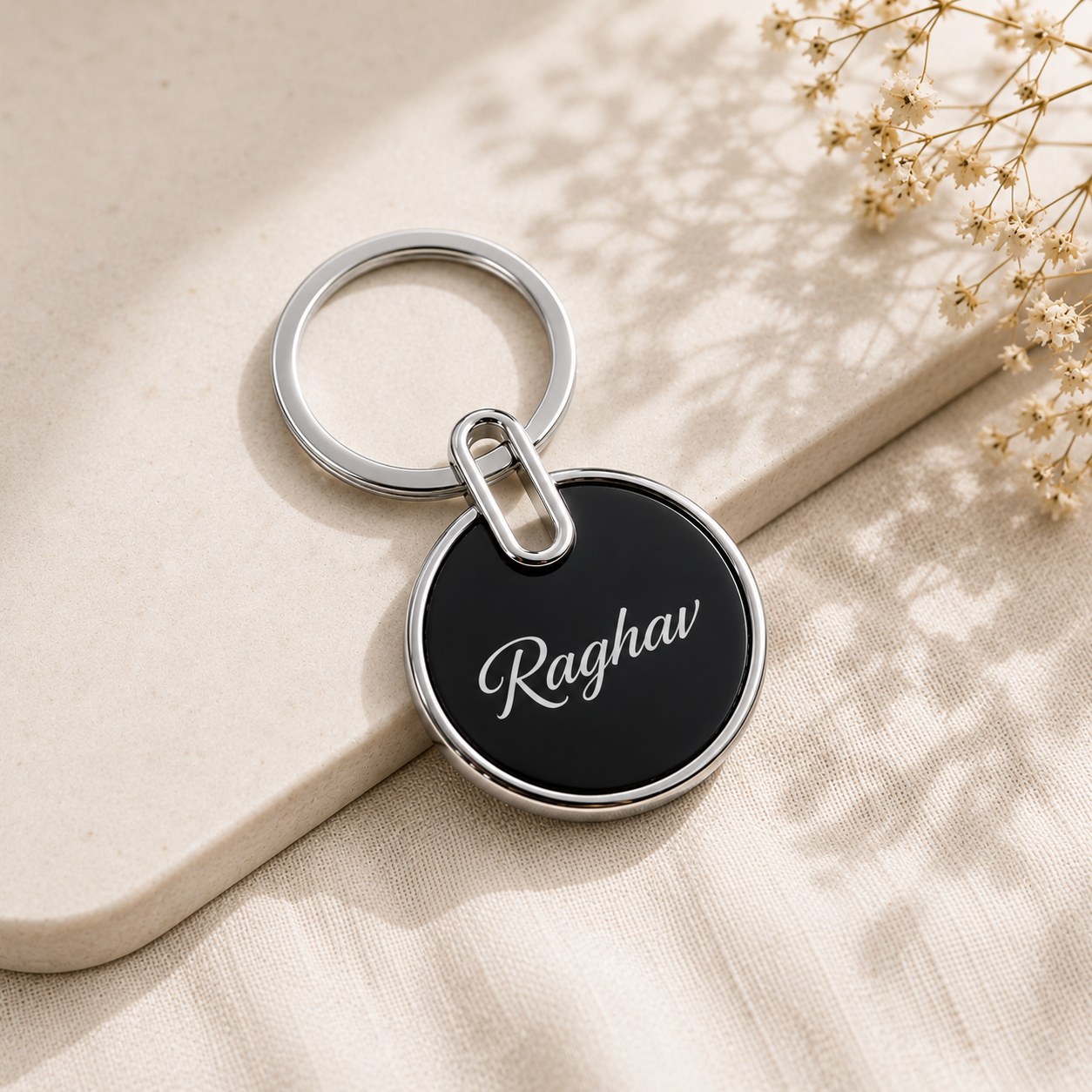 Custom Round Name Keychain | Personalized Metal Keychain with Name for Men & Women | Moment Makers
