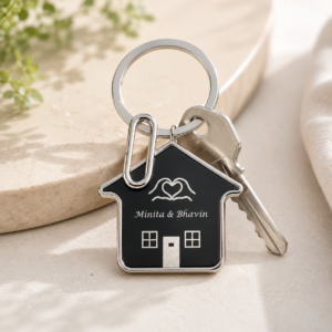 Custom Couple House Keychain | Personalized Home Keychain with Names & Couple Design | Moment Makers